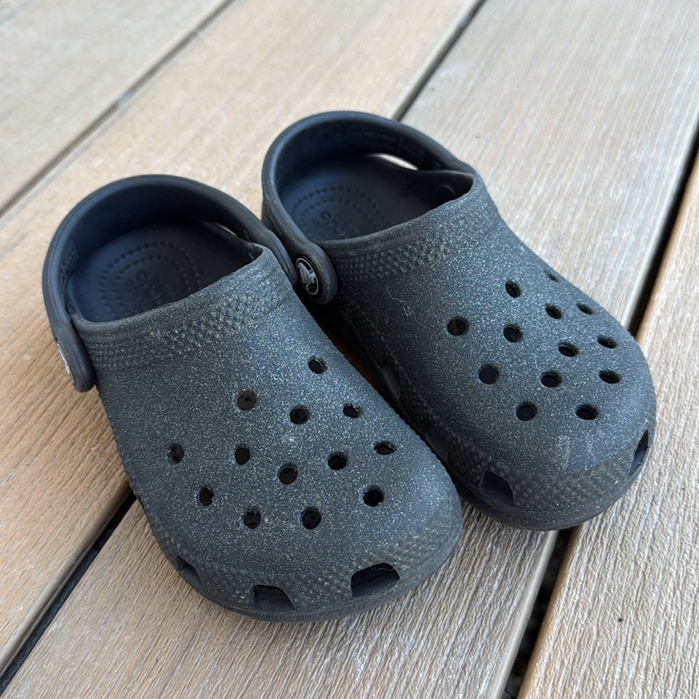 Glitter Black Crocs size toddler 10